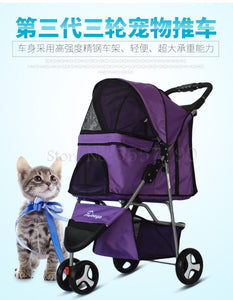 600 Pet stroller dog stroller folding three-wheeled pet cart pet trolley teddy dog stroller lightweight