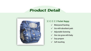 [Littles&Bloomz] One Size Reusable Cloth Nappy Washable Waterproof  Baby Pocket Diaper STANDARD Hook-Loop Cover Wrap Insert