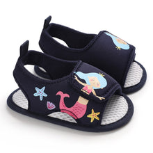 Load image into Gallery viewer, Summer Newborn Baby First Walkers Cartoon The Mermaid Princess Ariels Baby Sneaker Soft Soled Comfortable Infant Crib Shoes
