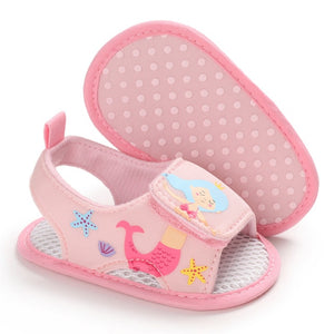 Summer Newborn Baby First Walkers Cartoon The Mermaid Princess Ariels Baby Sneaker Soft Soled Comfortable Infant Crib Shoes