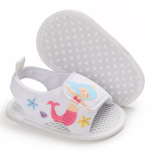 Summer Newborn Baby First Walkers Cartoon The Mermaid Princess Ariels Baby Sneaker Soft Soled Comfortable Infant Crib Shoes