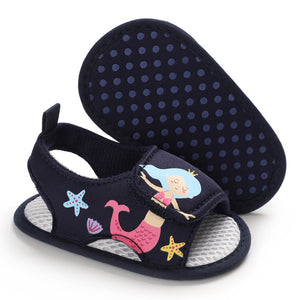 Summer Newborn Baby First Walkers Cartoon The Mermaid Princess Ariels Baby Sneaker Soft Soled Comfortable Infant Crib Shoes