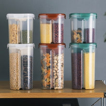 Load image into Gallery viewer, 2/4Grids Rotating Plastic Cereal Dispenser Storage Box Kitchen Food Container Storage Case Beans Oatmeal Grain Storage Bottle
