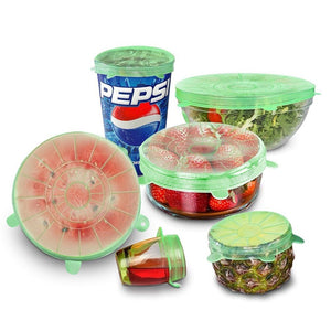 6pcs / set kitchen storage supplies food silica gel cover can be reused, stretch and keep fresh sealed kitchen supplies