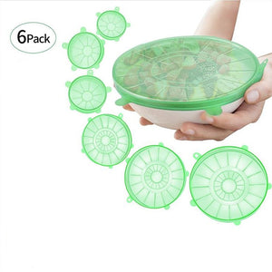 6pcs / set kitchen storage supplies food silica gel cover can be reused, stretch and keep fresh sealed kitchen supplies