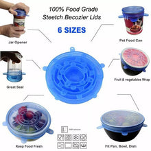 Load image into Gallery viewer, 6pcs / set kitchen storage supplies food silica gel cover can be reused, stretch and keep fresh sealed kitchen supplies
