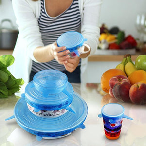 6pcs / set kitchen storage supplies food silica gel cover can be reused, stretch and keep fresh sealed kitchen supplies