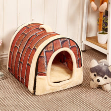 Load image into Gallery viewer, Pet Dog Cat Kitten Cave Crate Keep Warm Winter Bed House Sleeping Bed Folding
